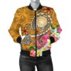 Bomber Jacket American Samoa Polynesian - Turtle Plumeria (Gold) - BN18