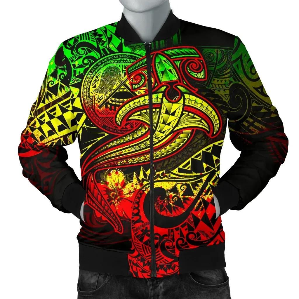 Bomber Jacket American Samoa - Reggae Shark Polynesian Tattoo - BN18 Bomber Jacket Bomber Jacket American Samoa - Reggae Shark Polynesian Tattoo - BN18 Bomber Jacket