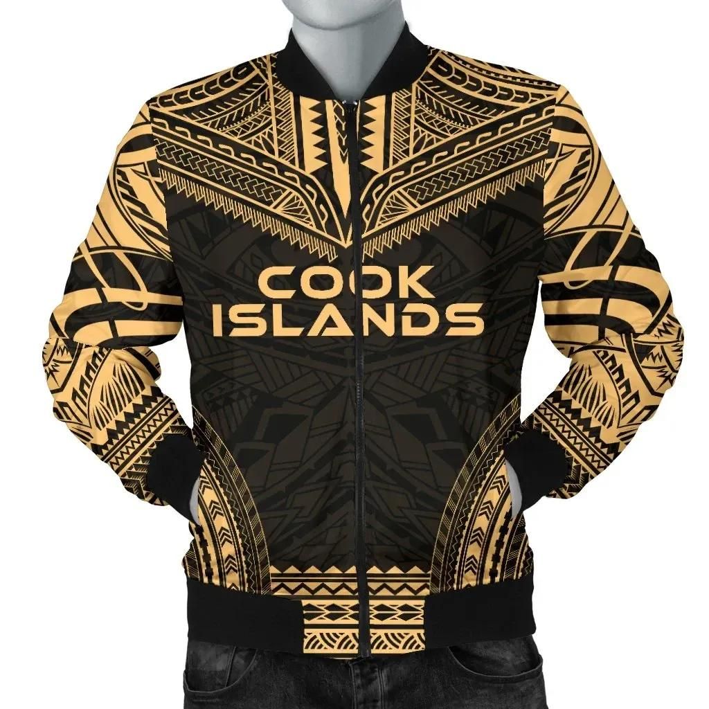 Bomber Jacket Cook Islands Polynesian Chief - Gold Version - Bn10 Bomber Jacket Bomber Jacket Cook Islands Polynesian Chief - Gold Version - Bn10 Bomber Jacket