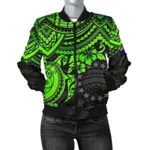 Bomber Jacket Cook Islands Polynesian - Green Turtle - BN15 Bomber Jacket