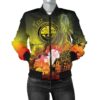 Bomber Jacket Federated States of Micronesia Custom Personalised - Humpback Whale with Tropical Flowers (Yellow)- BN18 Bomber Jacket