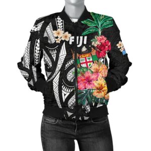 Bomber Jacket Fiji Coat Of Arms Polynesian With Hibiscus-2 TH5 Bomber Jacket