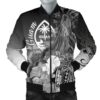 Bomber Jacket Guam - Humpback Whale with Tropical Flowers (White)- BN18 Bomber Jacket