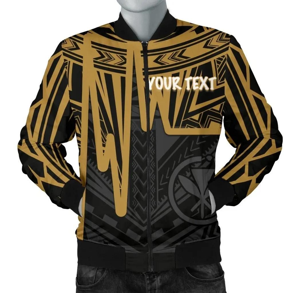 Bomber Jacket Hawaii Personalised - Kanaka Maoli With Polynesian Pattern In Heartbeat Style (Gold) - BN25 Bomber Jacket Bomber Jacket Hawaii Personalised - Kanaka Maoli With Polynesian Pattern In Heartbeat Style (Gold) - BN25 Bomber Jacket