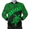 Bomber Jacket Hawaii Turtle Mermaid Polynesian Black Green Version TH0 Bomber Jacket