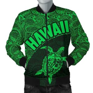 Bomber Jacket Hawaii Turtle Mermaid Polynesian Black Green Version TH0 Bomber Jacket