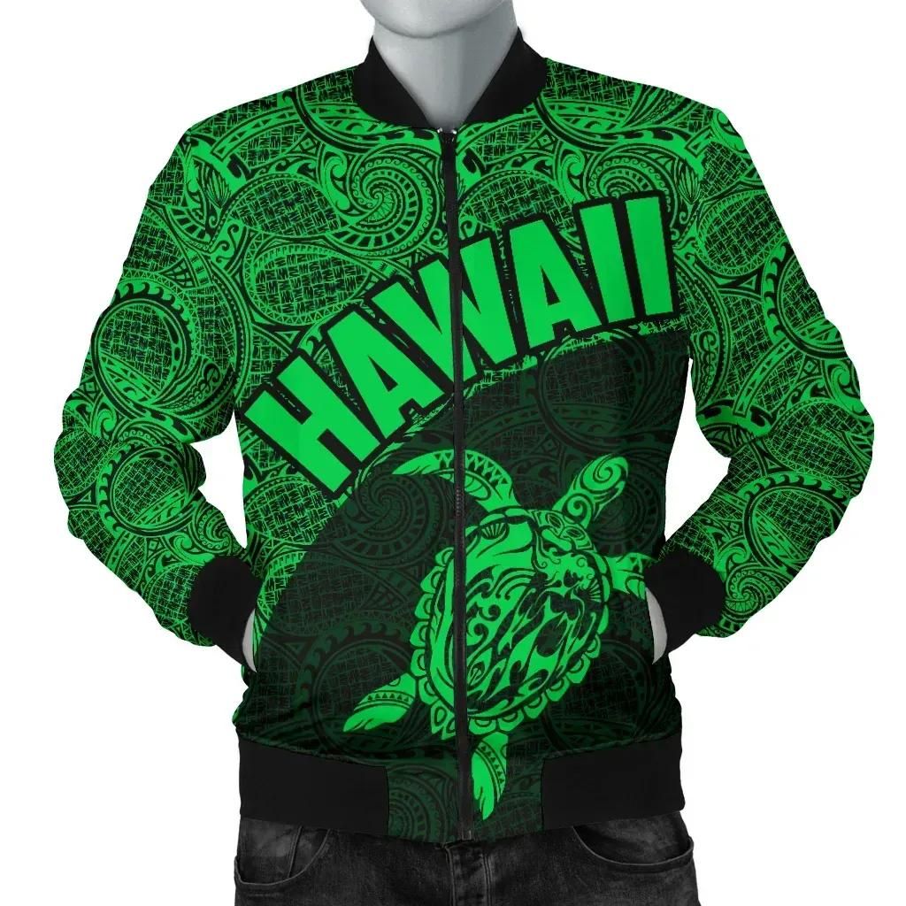 Bomber Jacket Hawaii Turtle Mermaid Polynesian Black Green Version TH0 Bomber Jacket Bomber Jacket Hawaii Turtle Mermaid Polynesian Black Green Version TH0 Bomber Jacket