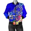 Bomber Jacket Hawaii - Turtle Plumeria Polynesian Tattoo Blue Color - BN18 Bomber Jacket