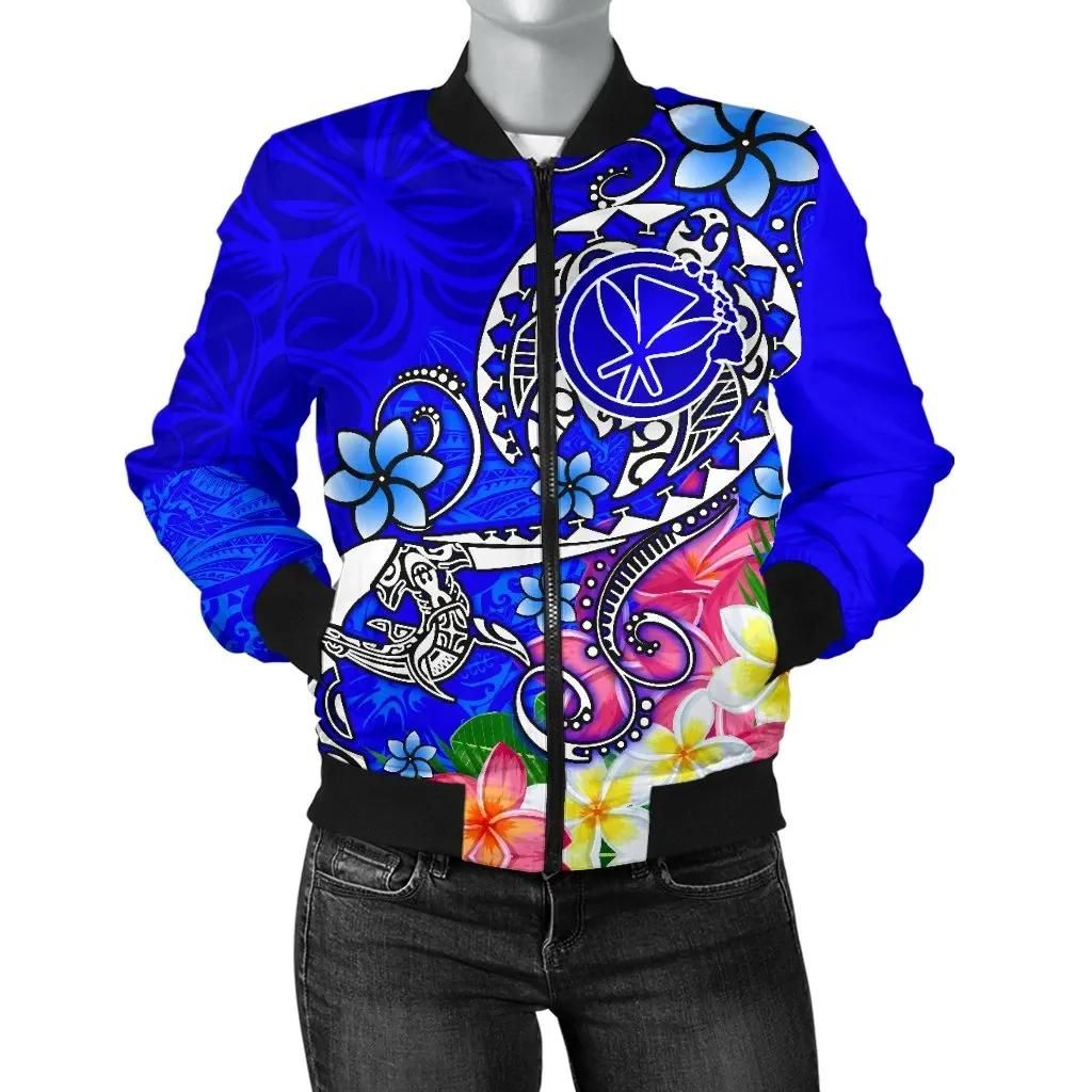 Bomber Jacket Hawaii - Turtle Plumeria Polynesian Tattoo Blue Color - BN18 Bomber Jacket Bomber Jacket Hawaii - Turtle Plumeria Polynesian Tattoo Blue Color - BN18 Bomber Jacket