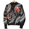 Bomber Jacket Kosrae Micronesian Black Plumeria - BN11 Bomber Jacket