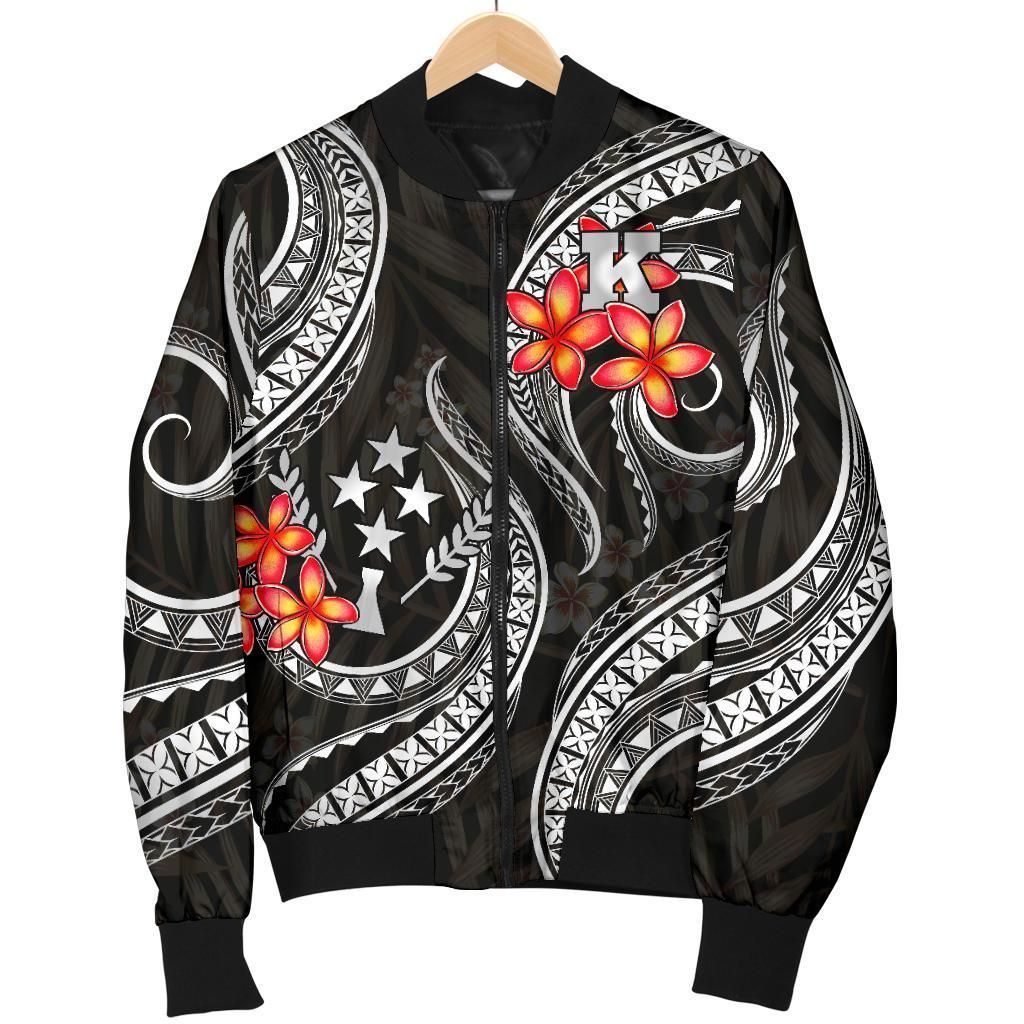 Bomber Jacket Kosrae Micronesian Black Plumeria - BN11 Bomber Jacket Bomber Jacket Kosrae Micronesian Black Plumeria - BN11 Bomber Jacket