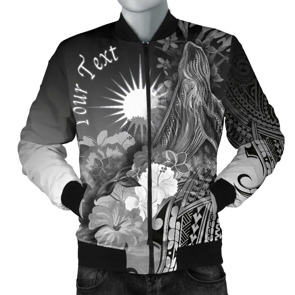 Bomber Jacket Marshall Islands Custom Personalised - Humpback Whale with Tropical Flowers (White)- BN18 Bomber Jacket Bomber Jacket Marshall Islands Custom Personalised - Humpback Whale with Tropical Flowers (White)- BN18 Bomber Jacket