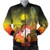 Bomber Jacket Marshall Islands Custom Personalised - Humpback Whale with Tropical Flowers (Yellow)- BN18 Bomber Jacket
