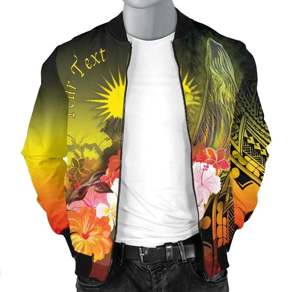 Bomber-Jacket-Marshall-Islands-Custom-Personalised-Humpback-Whale-with-Tropical-Flowers-Yellow-BN18-Bomber-Jacket-2