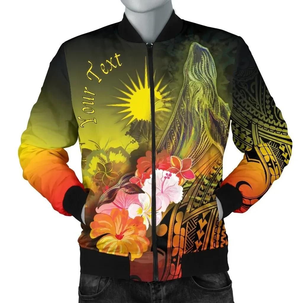 Bomber Jacket Marshall Islands Custom Personalised - Humpback Whale with Tropical Flowers (Yellow)- BN18 Bomber Jacket Bomber Jacket Marshall Islands Custom Personalised - Humpback Whale with Tropical Flowers (Yellow)- BN18 Bomber Jacket