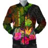 Bomber Jacket New Caledonia Polynesian Personalised Hibiscus and Banana Leaves - BN15