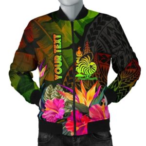 Bomber Jacket New Caledonia Polynesian Personalised Hibiscus and Banana Leaves - BN15