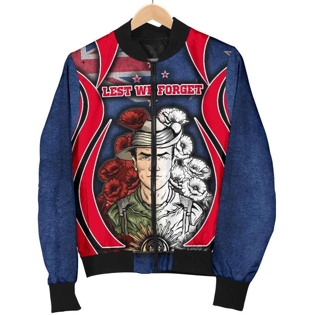 Bomber Jacket New Zealand - Anzac Day Lest We Forget - BN12 Bomber Jacket Bomber Jacket New Zealand - Anzac Day Lest We Forget - BN12 Bomber Jacket