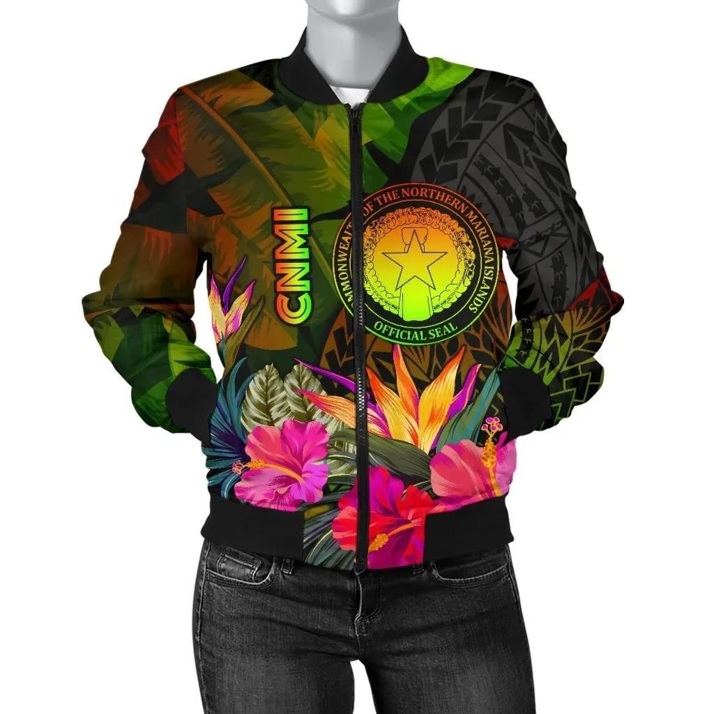Bomber Jacket Northern Mariana Islands Polynesian Hibiscus and Banana Leaves - BN15 Bomber Jacket Bomber Jacket Northern Mariana Islands Polynesian Hibiscus and Banana Leaves - BN15 Bomber Jacket