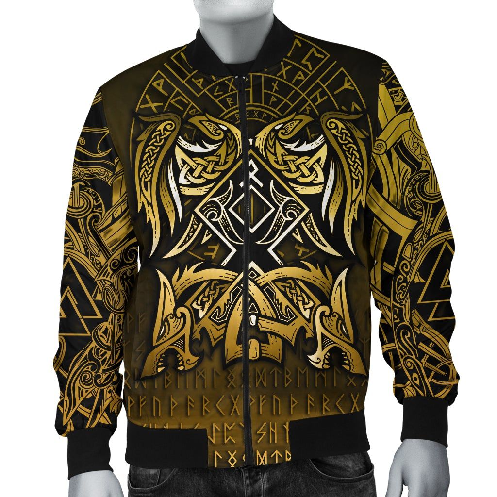 Bomber Jacket - Othala and Raven Golden A31 Bomber Jacket Bomber Jacket - Othala and Raven Golden A31 Bomber Jacket