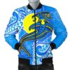 Bomber Jacket Palau Polynesian - Palau Flag with Polynesian Tattoo - BN18 Bomber Jacket
