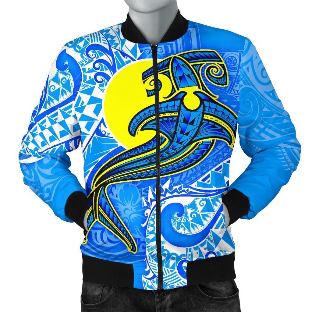 Bomber Jacket Palau Polynesian - Palau Flag with Polynesian Tattoo - BN18 Bomber Jacket Bomber Jacket Palau Polynesian - Palau Flag with Polynesian Tattoo - BN18 Bomber Jacket