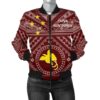 Bomber Jacket Papua New Guinea - Flag With Polynesian Patterns (Red) - BN25 Bomber Jacket
