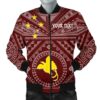 Bomber Jacket Papua New Guinea Personalised - Flag With Polynesian Patterns (Black) - BN25 Bomber Jacket