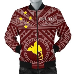 Bomber Jacket Papua New Guinea Personalised - Flag With Polynesian Patterns (Black) - BN25 Bomber Jacket