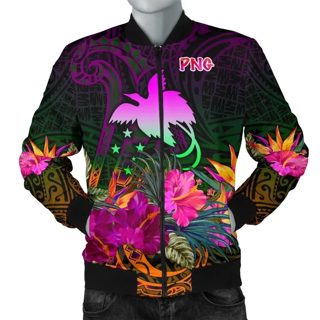 Bomber Jacket Papua New Guinea - Summer Hibiscus - BN15 Bomber Jacket Bomber Jacket Papua New Guinea - Summer Hibiscus - BN15 Bomber Jacket