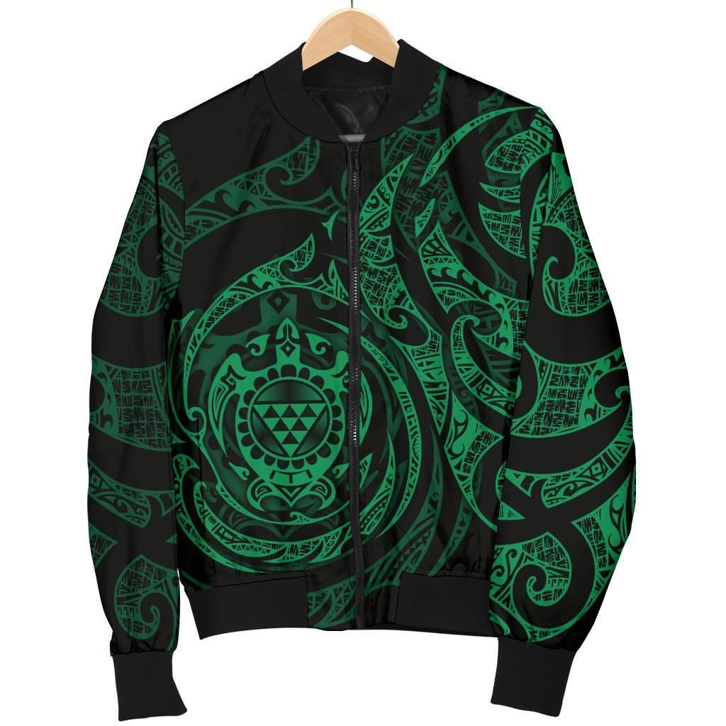 Bomber Jacket Polynesian Hawaii - Green Turtle Tribal - BN12 Bomber Jacket Bomber Jacket Polynesian Hawaii - Green Turtle Tribal - BN12 Bomber Jacket