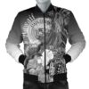 Bomber Jacket Polynesian Hawaii - Humpback Whale with Tropical Flowers (White)- BN18 Bomber Jacket