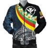 Bomber Jacket Polynesian Hawaii - Kanaka Maoli With Plumeria Style - BN18 Bomber Jacket