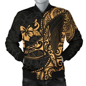Bomber Jacket Polynesian Hawaii - Polynesian Golden Humpback Whale - BN15 Bomber Jacket