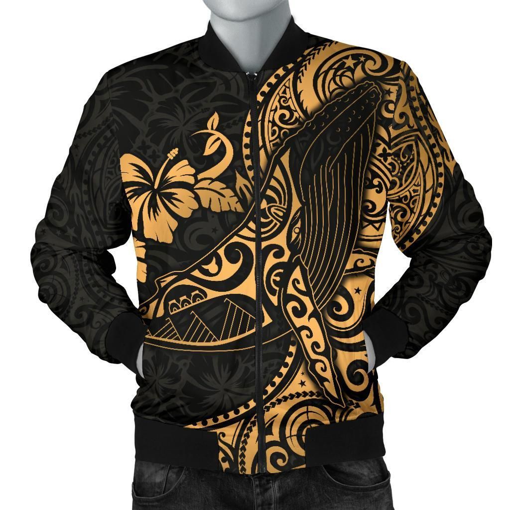 Bomber Jacket Polynesian Hawaii - Polynesian Golden Humpback Whale - BN15 Bomber Jacket Bomber Jacket Polynesian Hawaii - Polynesian Golden Humpback Whale - BN15 Bomber Jacket