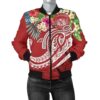 Bomber Jacket Polynesian Hawaii - Summer Plumeria (Red) - BN15 Bomber Jacket