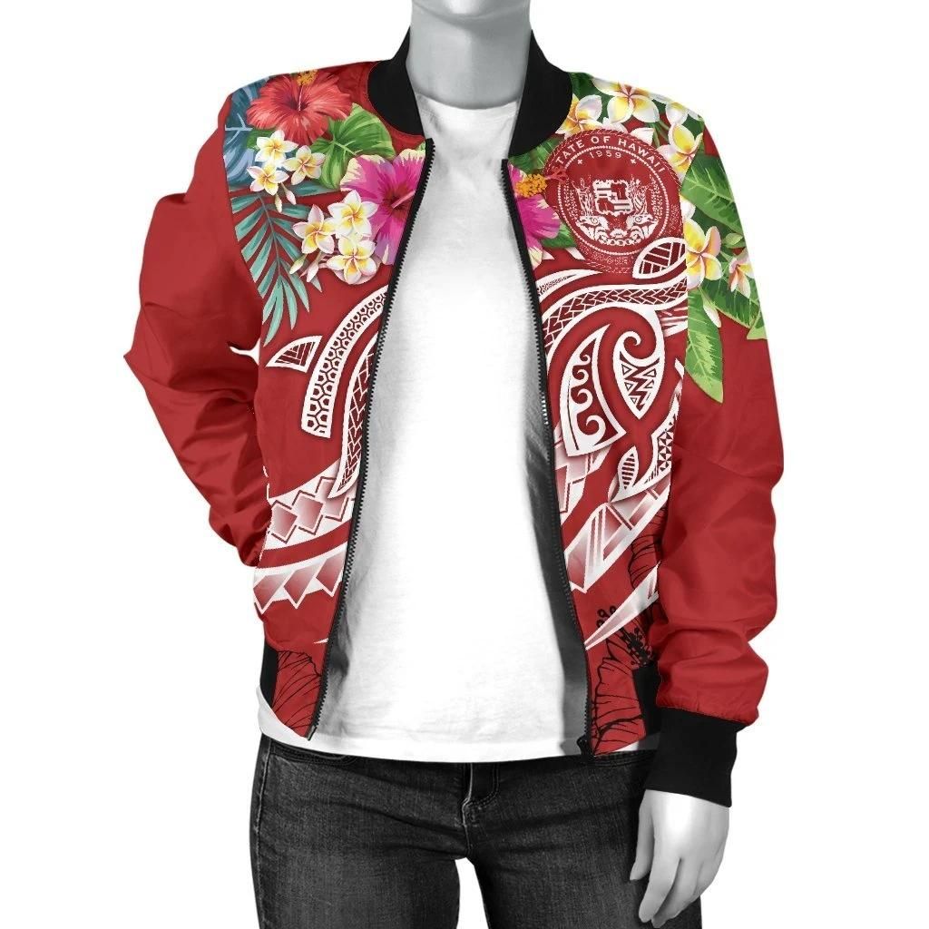 Bomber-Jacket-Polynesian-Hawaii-Summer-Plumeria-Red-BN15-Bomber-Jacket-2