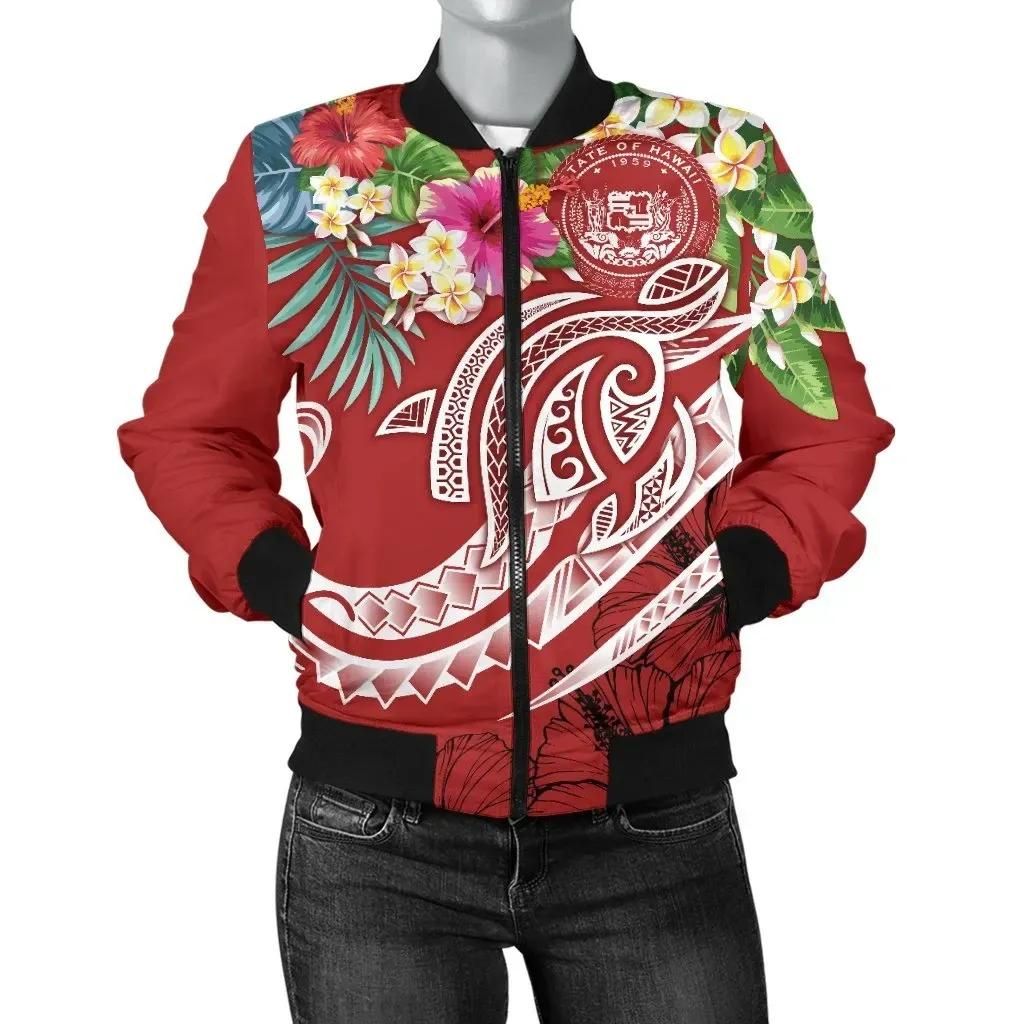 Bomber Jacket Polynesian Hawaii - Summer Plumeria (Red) - BN15 Bomber Jacket Bomber Jacket Polynesian Hawaii - Summer Plumeria (Red) - BN15 Bomber Jacket