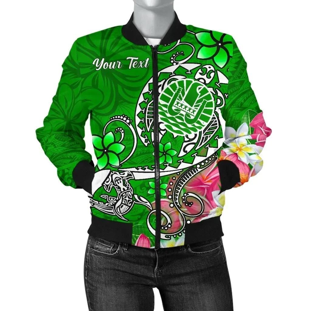 Bomber Jacket Tahiti Custom Personalised - Turtle Plumeria (Green) - BN18 Bomber Jacket Bomber Jacket Tahiti Custom Personalised - Turtle Plumeria (Green) - BN18 Bomber Jacket