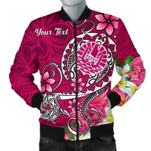 Bomber Jacket Tahiti Custom Personalised - Turtle Plumeria (Pink) - BN18 Bomber Jacket