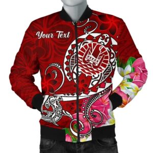 Bomber Jacket Tahiti Custom Personalised - Turtle Plumeria (Red) - BN18 Bomber Jacket