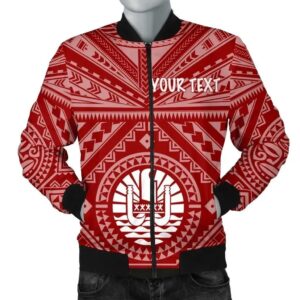 Bomber Jacket Tahiti Personalised - Tahiti Seal In Polynesian Tattoo Style (Red) -BN25 Bomber Jacket