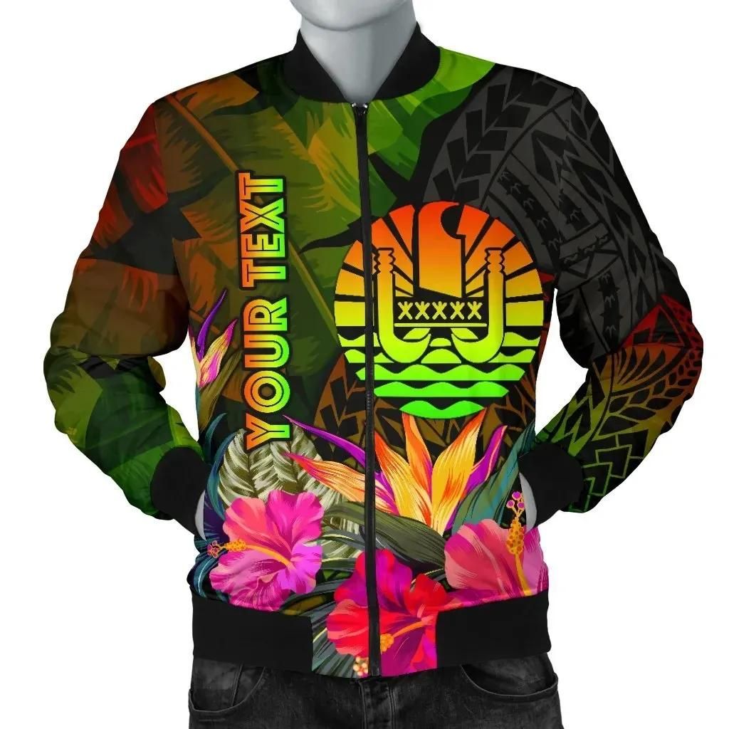 Bomber Jacket Tahiti Polynesian Personalised - Hibiscus and Banana Leaves - BN15 Bomber Jacket Bomber Jacket Tahiti Polynesian Personalised - Hibiscus and Banana Leaves - BN15 Bomber Jacket