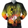 Bomber Jacket Tonga - Humpback Whale with Tropical Flowers (Yellow)- BN18 Bomber Jacket