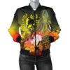 Bomber Jacket Tonga - Humpback Whale with Tropical Flowers (Yellow)- BN18 Bomber Jacket