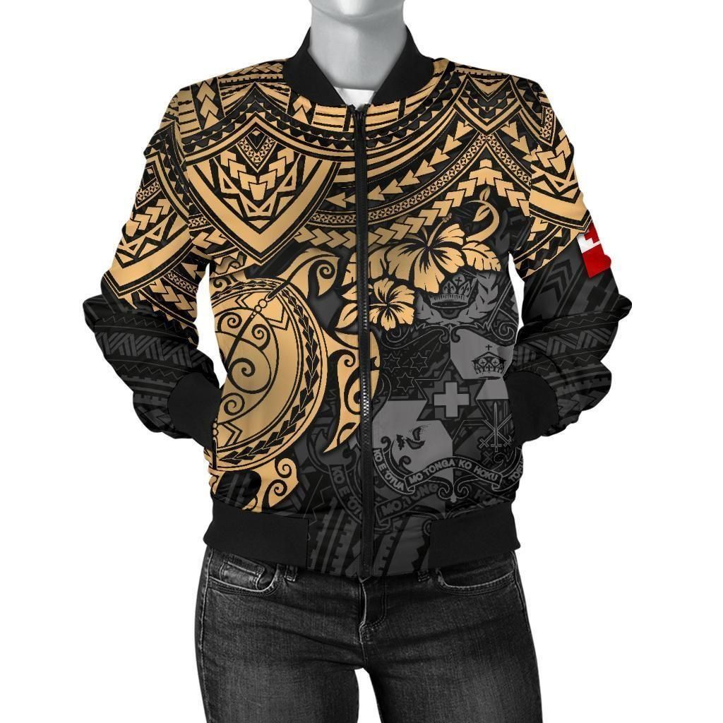 Bomber Jacket Tonga Polynesian - Golden Turtle - BN15 Bomber Jacket Bomber Jacket Tonga Polynesian - Golden Turtle - BN15 Bomber Jacket