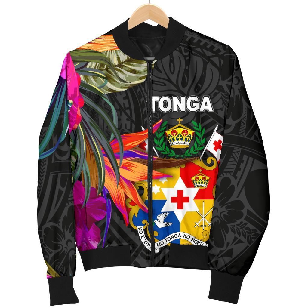 Bomber Jacket Tonga - Polynesian Hibiscus Pattern - BN39 Bomber Jacket Bomber Jacket Tonga - Polynesian Hibiscus Pattern - BN39 Bomber Jacket