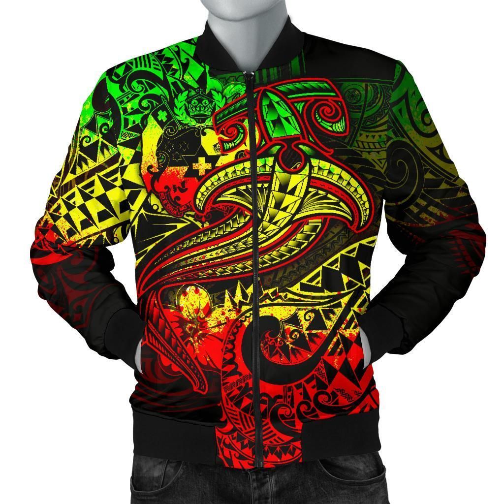 Bomber Jacket Tonga - Reggae Shark Polynesian Tattoo - BN18 Bomber Jacket Bomber Jacket Tonga - Reggae Shark Polynesian Tattoo - BN18 Bomber Jacket