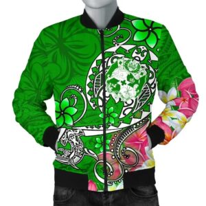 Bomber Jacket Tonga - Turtle Plumeria (Green) - BN18 Bomber Jacket