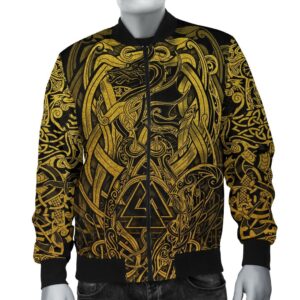 Bomber Jacket - Valknut and Dragon Tattoo Golden A31 Bomber Jacket